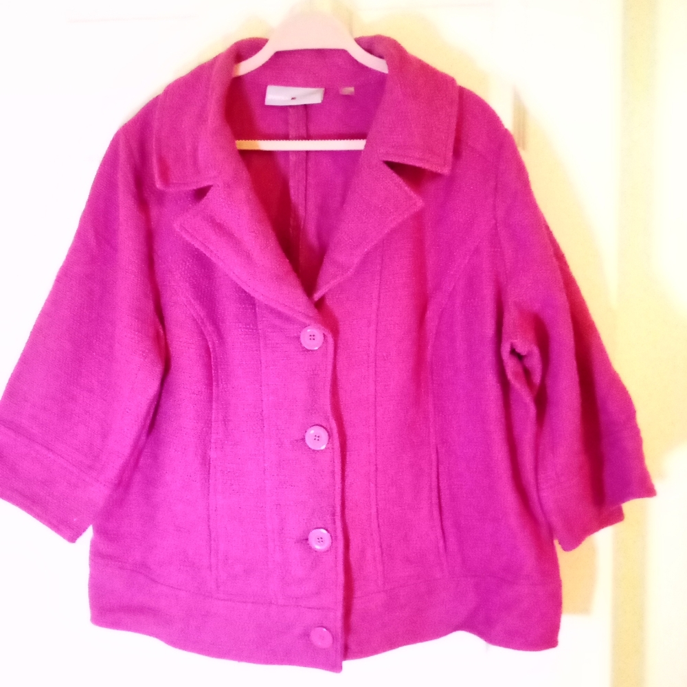 Avenue Fuchsia Tweed Suit Jacket in size 24.